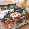 3pcs Cartoon Santa Claus Printed Chipless Duvet Cover Set, Multi Size Dormitory Bedroom, Soft and Comfortable, Machine Washable