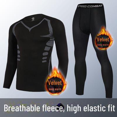 Мужской зимний быстросохнущий термокостюм для фитнеса: Нижнее белье с длинным рукавом для бега и тренировок
