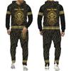 Golden Lion 3D Printed Hoodie Pants Suit Men's Casual Graphic Streetwear Pullover Sweatshirt Outfits Set Hip Hop Cool Tracksuits