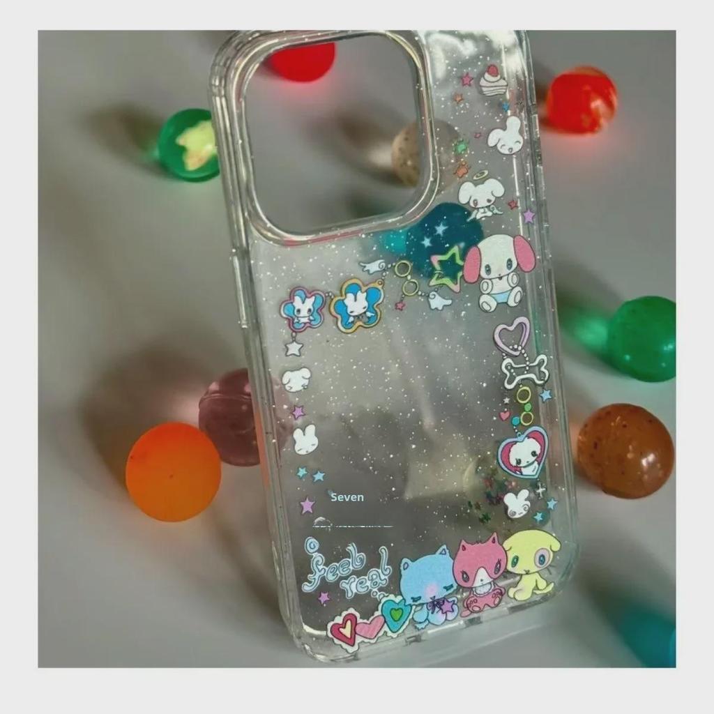 Glitter Star Animal Apple Transparent Phone Case 15 Pro Max/14/13/12/XR/XSMAX/8P Soft Shell