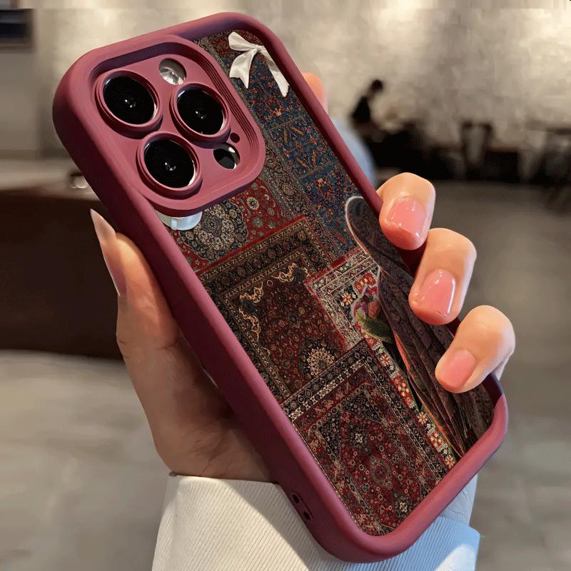 Ретро-узор ковра чехол для телефона подходит для iPhone 17 16 15 14 13 12 11 Pro/Max/Plus противоударная задняя крышка