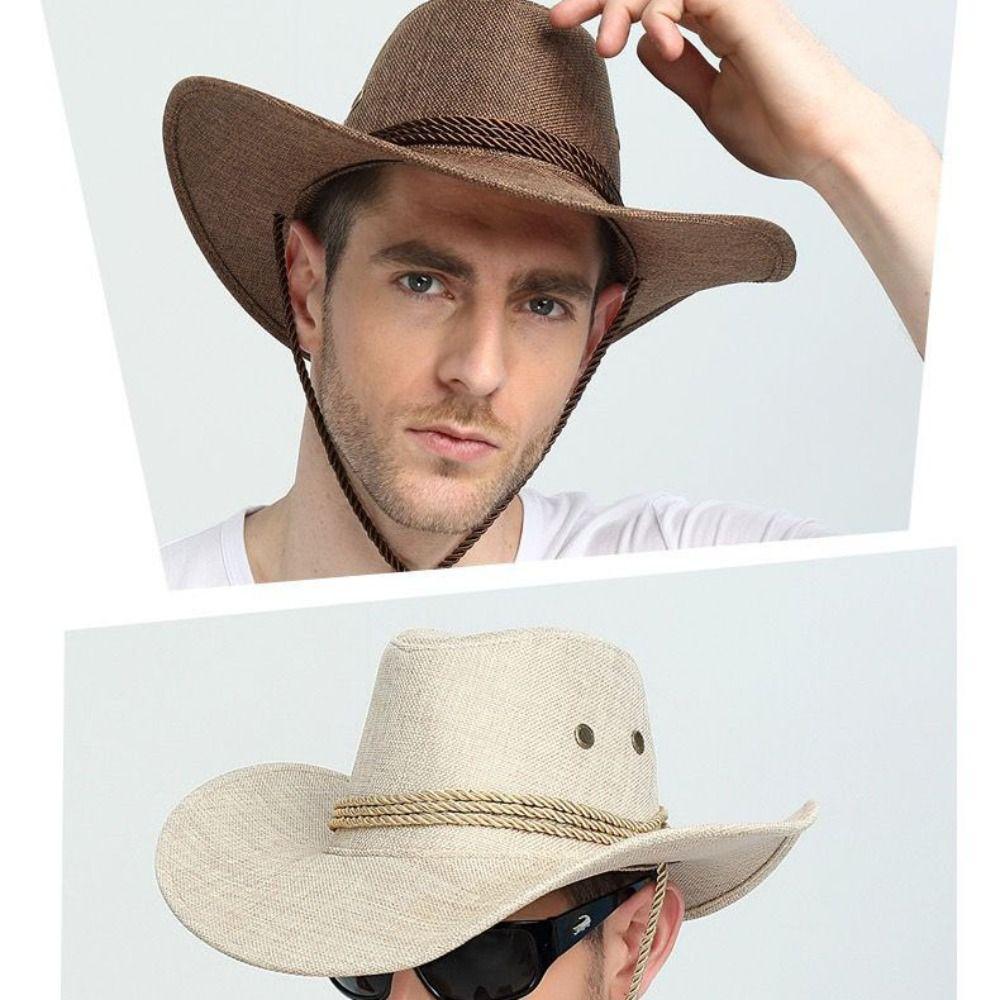 Beach Cap Western Cowboy Hat Wide Brim Beach Sunscreen Cap Simple Summer Sun Hat  Beach