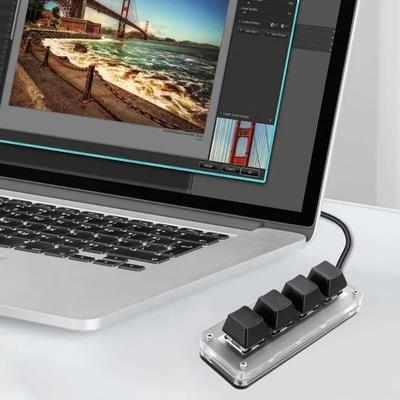 USB-программирование макросов на заказ, клавиатура RGB, 3 клавиши + 1 ручка/4 клавиши, мини-кнопка для копирования и вставки, игровая клавиатура, механическая