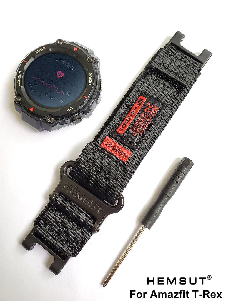 Ремешки Hemsut, совместимые с Amazfit T-rex2 3, нейлоновый ремешок для часов для мужчин, спортивный, в военном стиле