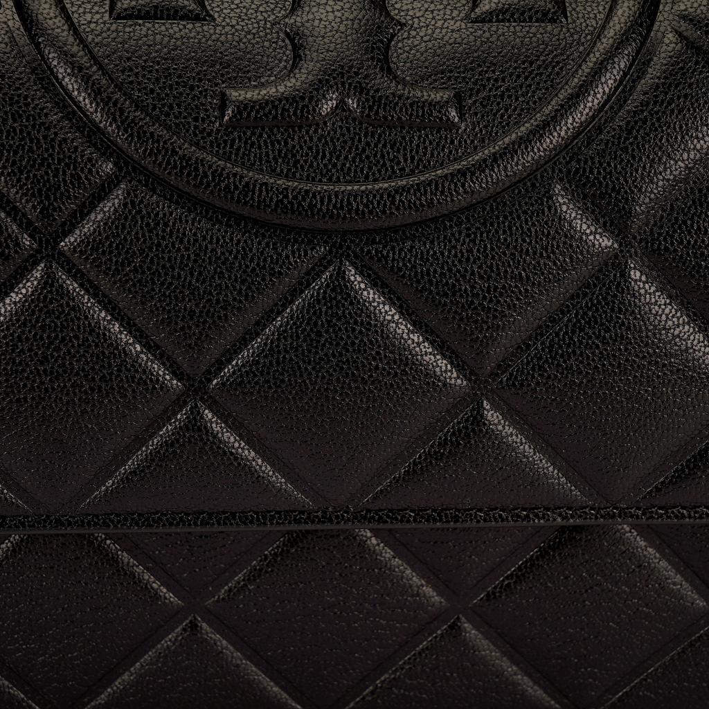 Tory Burch Fleming Diamond Pattern Embossed Double T Leather Crossbody Shoulder Bag Small Women bags Black 164800-001