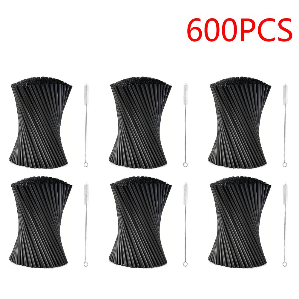 Cocktail Straw with Straw Brush Beverage Drink Tube Flexible Plastic Straw Wedding Party Supplies