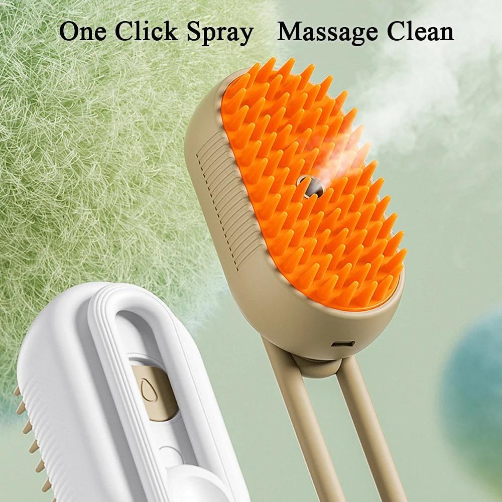 Steamy Cat Brush 3 в 1 Электрическая кошачья щетка с защитой от брызг и паровым распылителем для массажа Расческа для ухода за домашними животными Расчески для удаления волос Новинка