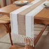 Hand Woven Jute Natural Linen Table Runner with Tassels Rustic Country Wedding Birthday Christmas Decoration for Home Tablecloth