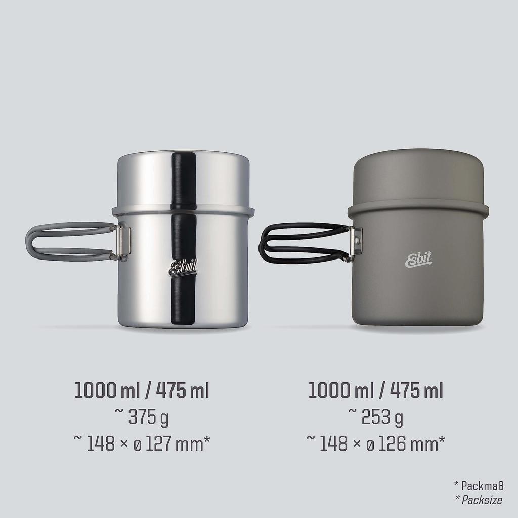 Esbit Outdoor Stainless Steel Pot 1000ml ESPT1000ST