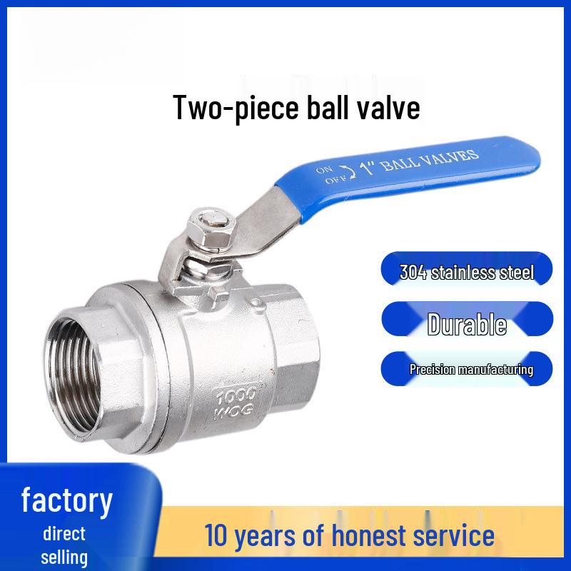 304 Stainless Steel Two-Piece Internal Thread Ball Valve (Sizes: 4 Points, 6 Points, 1 Inch, DN25)