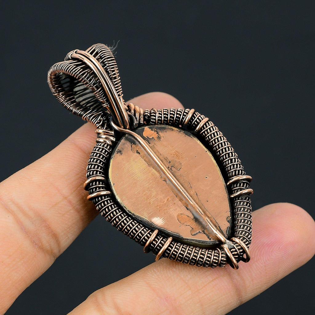 Белая резная кость лицо драгоценный камень медная проволока обруч кулон ювелирный подарок для любви