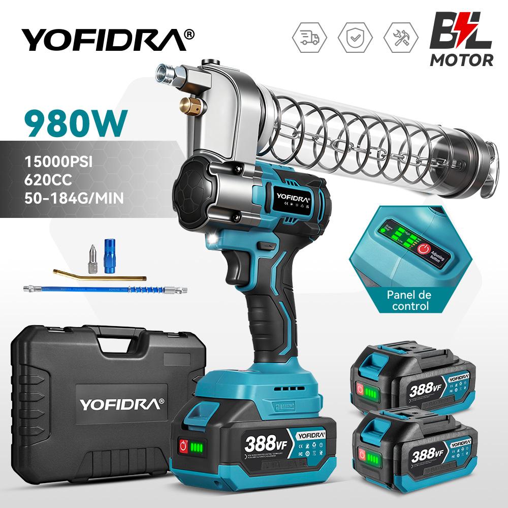 Yofidra Электрический шприц для смазки 15000PSI 103 МПа, Машина для впрыска смазочного масла высокого давления, Шприц для смазки для аккумулятора Makita 18 В, Тип штифта