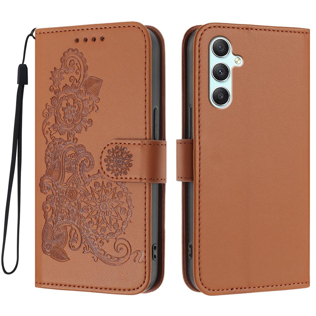 For Samsung Galaxy A34 5G Phone Cases Mandala Flower Leather Wallet Mobile Cover with Strap