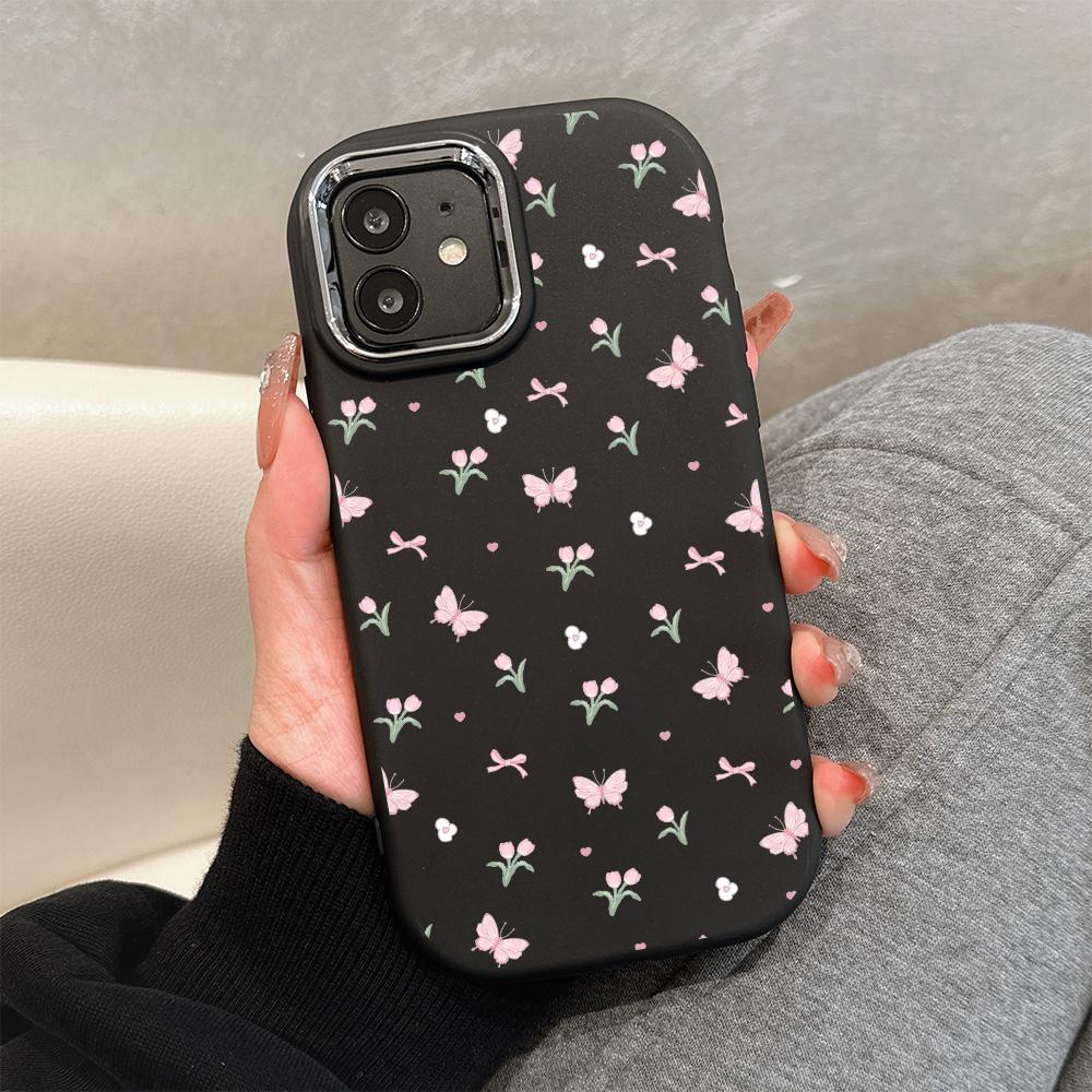 Для OPPO A16 A38 A57 A58 A74 A78 A98 Reno8T Reno13F Realme C25S C53 C65 Мультяшный черный кот серебристый край мягкий жидкий силикон защитный чехол