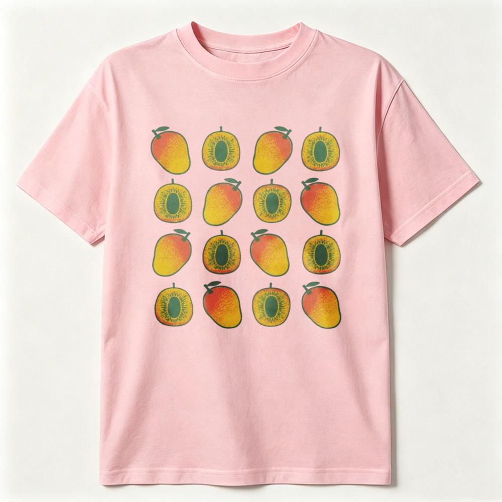 Grid Unisexgo Slice Retro Graphic Tshirt Tropical Fruit Grid Print Tee Summer Harvest Street Casual Tops High Quality Cotton Tee
