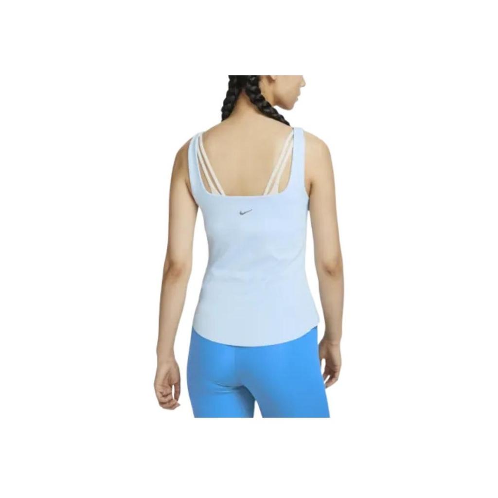 Nike Yoga Dri-FIT Luxe Logo Print Solid Color Sleeveless Sports Tank Top Women Tops Light-Blue DQ6031-441