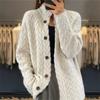 Tooxika Women's Clothing 2024 Autumn And Winter New Women's Retro Twisted Stand Collar Knitted Cardigan Solid Color Long Sleeve Sweater Jacket