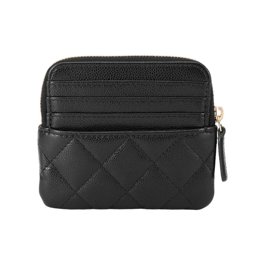 Chanel Женская черная сумка-портмоне с бриллиантовым узором и тиснением под личи, с логотипом Double C