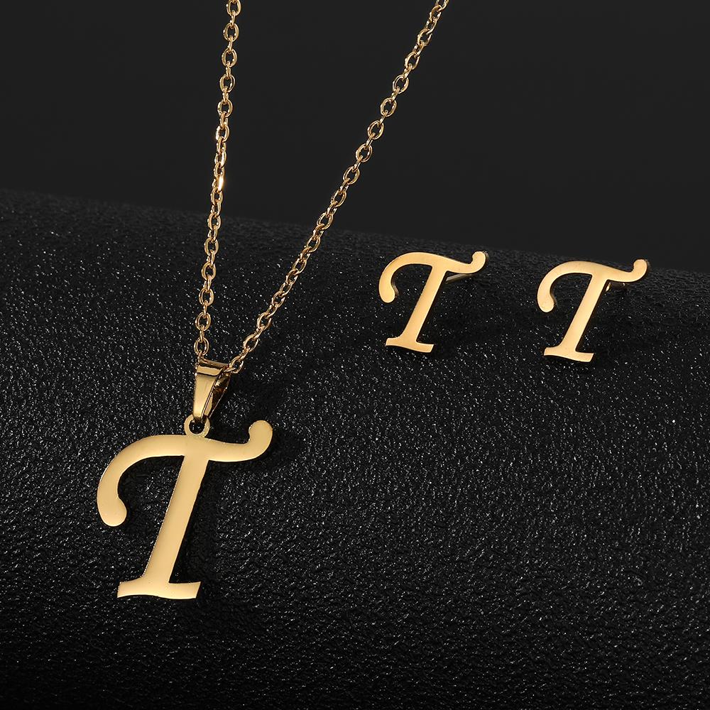 2023 Новые студенческие серьги, милые роскошные серьги-ожерелья, набор серег с буквами AZ, ожерелье, серьги, набор украшений, комплект из трех частей, серьги