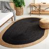 Aizza Trends Indian Handmade Braided Inner Black Natural Jute Area Rug- Jute Rug- Dining Room- Living Room