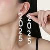 Серьги-цифры из сплава со стразами 2025 - Европейский и американский дизайн с длинной кисточкой
