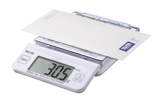 Tanita Digital Letter Scale KD-LT02 with HOLD mode that hides the display for checking the weight of large packages, measures up to 2kg in 0.5g increm