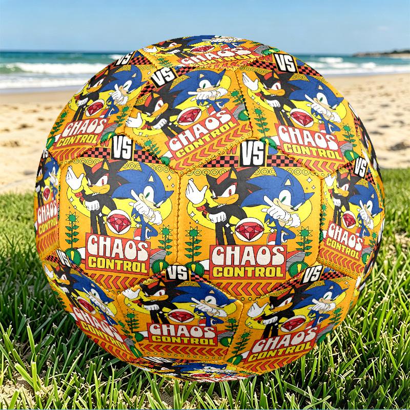 Sonic Print Size 5 Soccer Ball, PU Wear Resistant Football for Match Training and Daily Practice, Birthday Gift for Soccer Fans