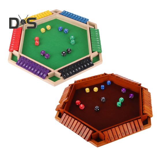 Shut The Box Board Game with 12 Dice Educational Dice Strategy Game 2-6 Players Kids Adults Family Night Party Interactive Wooden Close The Box Toy