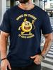 Unisex Dark Gray Crew Neck Tee Hang In There It Gets Worse Cartoon Yellow Flame Head Character Funny Sarcasm Soft Cotton Casual Top