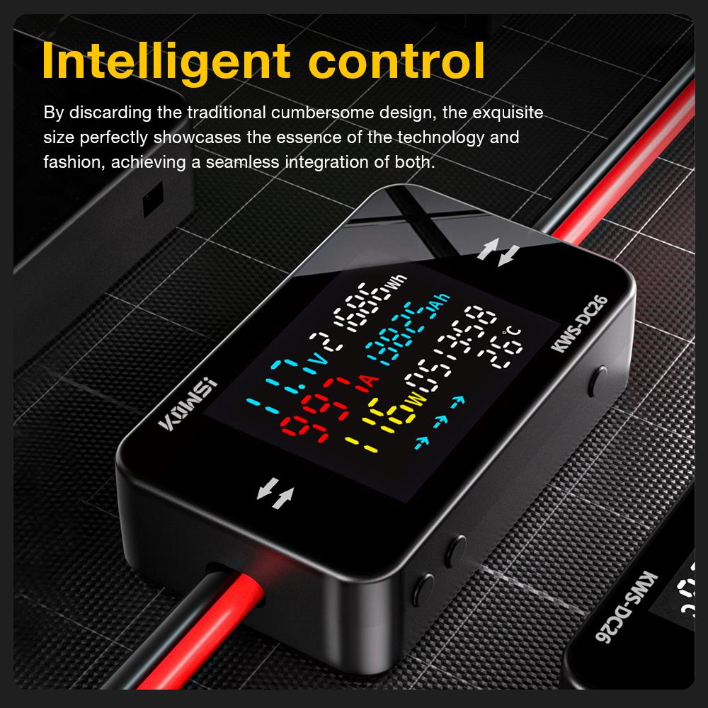 KWS-DC26 Тестер зарядки аккумулятора DC8-80V Измеритель электрической энергии и мощности Светодиодный цветной экран Вольтметр Амперметр Монитор тока и напряжения