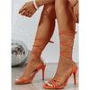 Fashion Women Summer New Fashion Open Toe High Heel Sandals Sexy Solid Color Cross Lace-Up Beach Sandals For Woman Zapatillas De Mujer