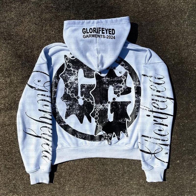 Худи в стиле Y2K с принтом молнии и буквенным узором, осеннее, с длинным рукавом, ретро, уличное