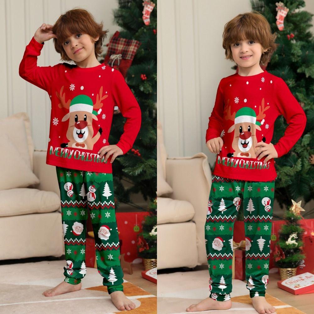 Рождественские семейные комплекты в тон Мягкая домашняя одежда для взрослых и детей Новые топ+брюки Зима
