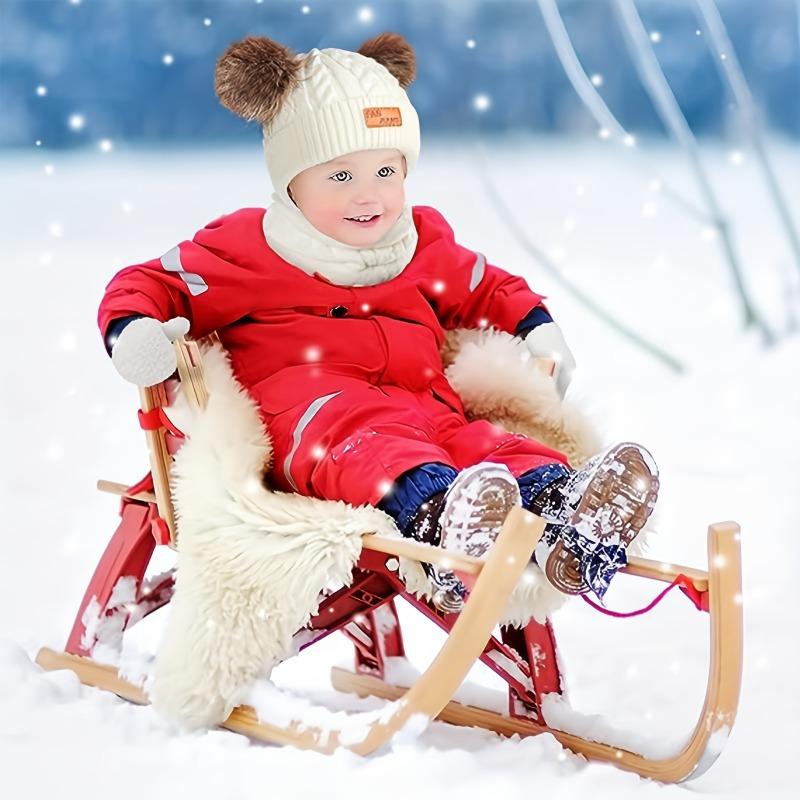 3 шт./компл. детская зимняя шапка-бини, шарф, перчатки, теплый комплект для детей 1-5 лет, для девочек и мальчиков, теплая вязаная шапка с двойными помпонами