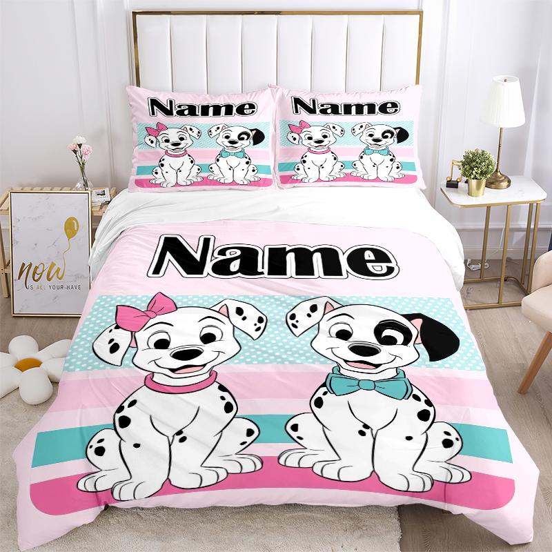 Custom Dalmatian Pile Bedding 3 Piece Set HD Print Duvet Cover Pillowcases for Teens Adult Bedroom Decoration