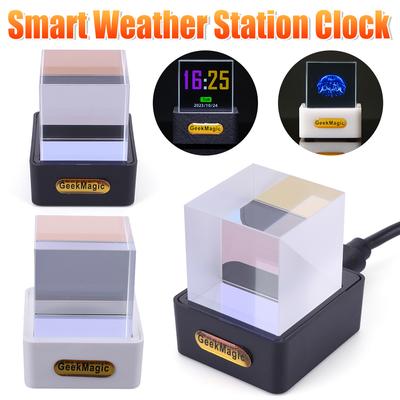 Кристаллический Куб Голографический Мини Электрические Цифровые Часы Настольная Умная Метеостанция DIY с GIF-анимациями Отображение Фото