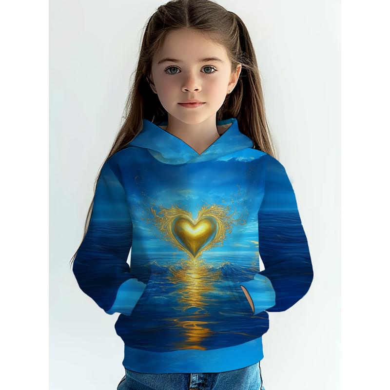 Детская одежда Толстовки с капюшоном для девочек с длинным рукавом и принтом 3D-мультяшных животных Детская весенне-осенняя одежда Повседневная милая уличная одежда для девочек Верхняя одежда