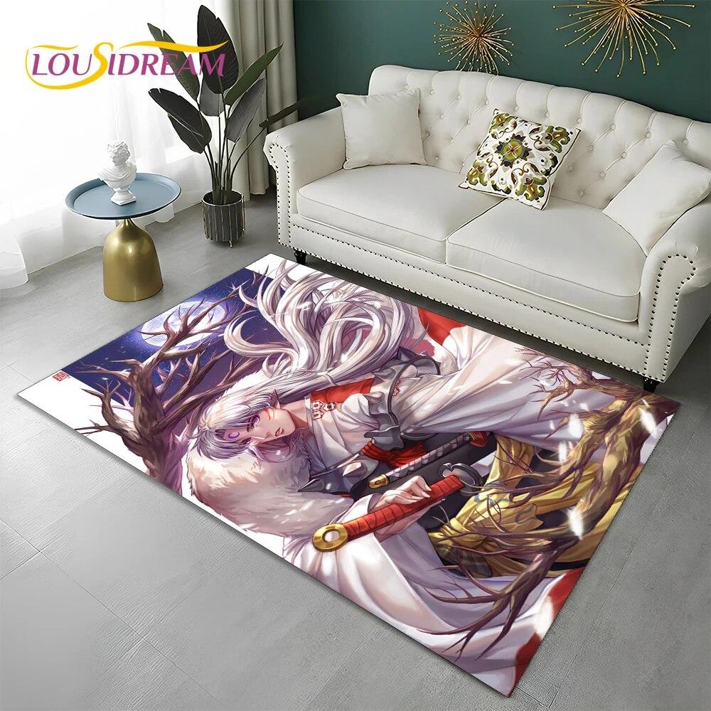 Классический мультяшный 3D ковер в стиле аниме Inuyasha, ковер для дома, гостиной, спальни, дивана, коврика, декор, детский коврик, нескользящий напольный коврик