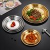 Stainless Steel Circular Barbecue Plate Bone Spitting Dish Korean Style Silver Shallow Dining Disc Round Plate Tableware