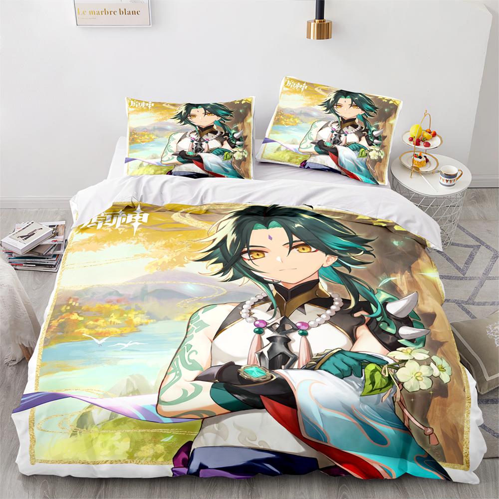 Genshin Impact Bedding Set Single Twin Full Queen King Size Game Anime Bed Set Aldult Kid Bedroom Duvetcover Sets 3D Print Anime