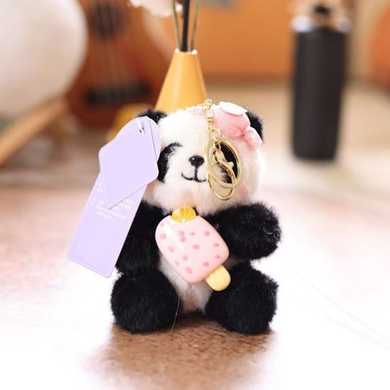 Кукольный кулон Брелок Мультяшный Форма панды Плюшевая кукла Держатель для ключей Легкий брелок Декоративный аксессуар для сумки