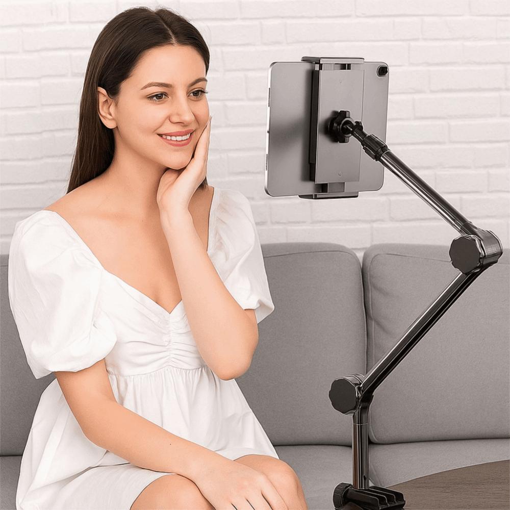 Carbon Steel Tablet Mount Stand 360° Rotating Pad Tablet Bracket Live Streaming
