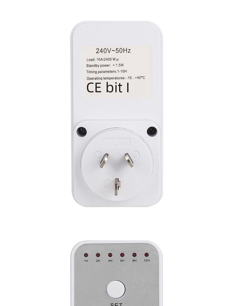 10-Hour Countdown Electric Bicycle Charging Socket Plug - EU/US/UK/FR/AU