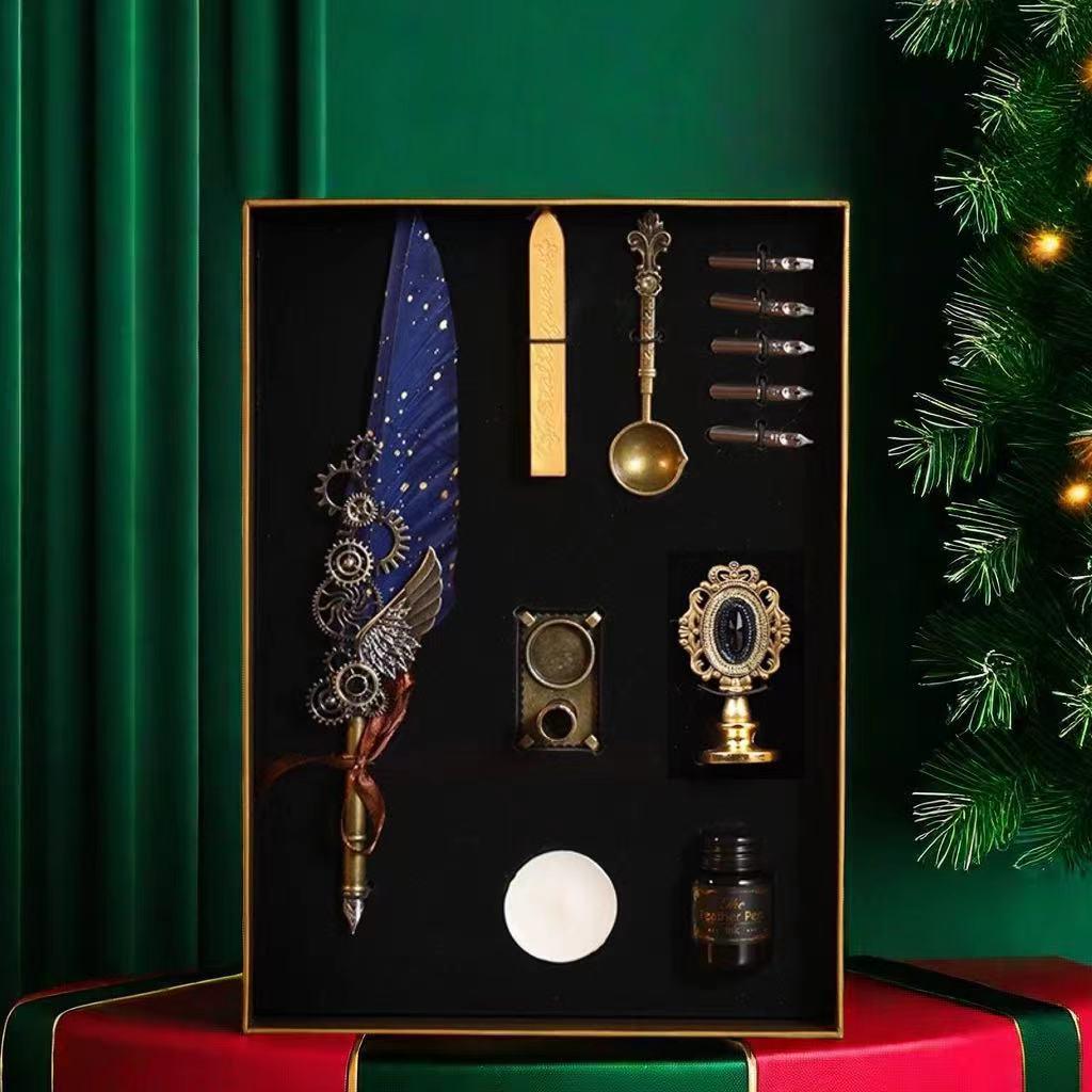 Набор перьевых ручек «Гарри Поттер» с золотым напылением - Ретро перо для письма с чернильницей в подарок