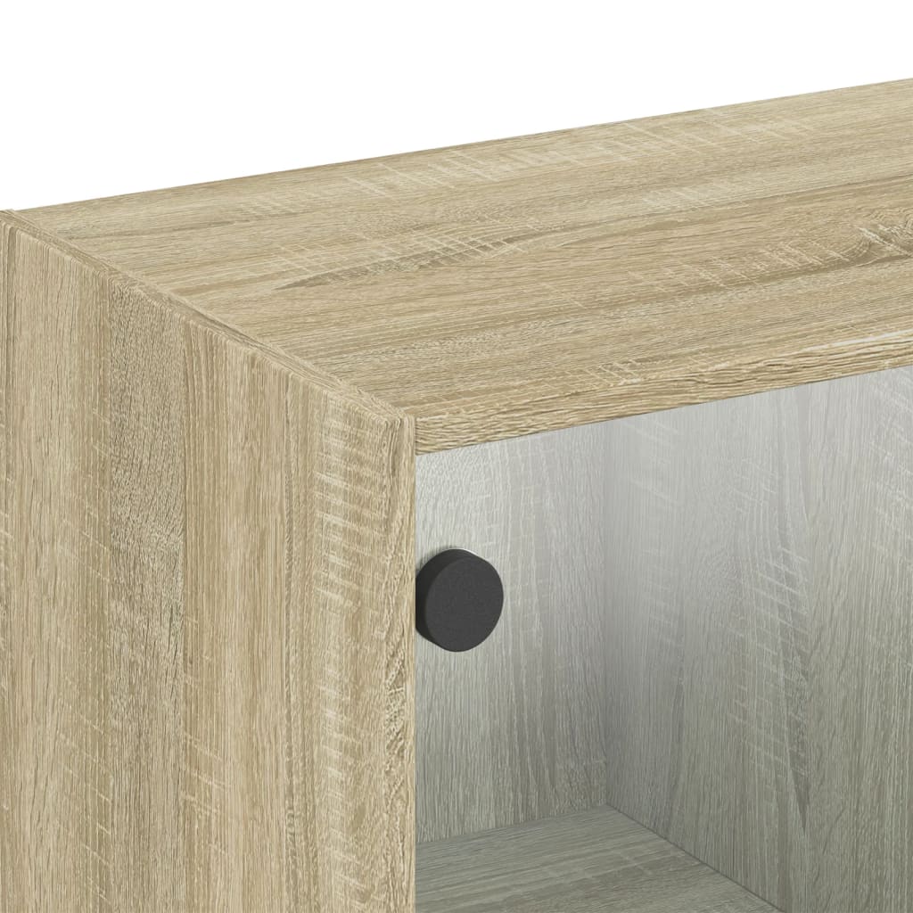 Wall Cabinet with Glass Doors Sonoma Oak 102 x 37 x 35 cm