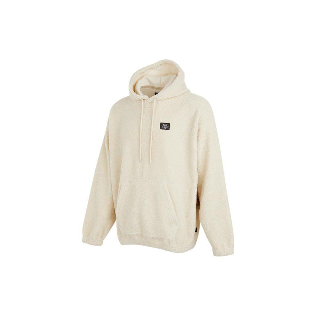 Vans Solid Color Letter Print Label Zip Drawstring Sherpa Hoodie Long Sleeve Unisex Hoodies Beige VN0A54O52N1