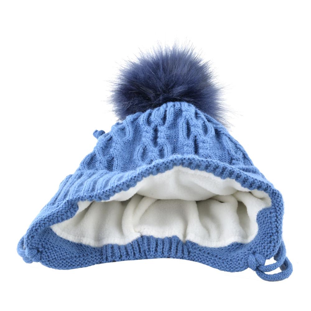 Winter Hats Scarf Set For Kids Warm Knitted Beanies With Pompom Children Twist Pattern Knit Hat Boys