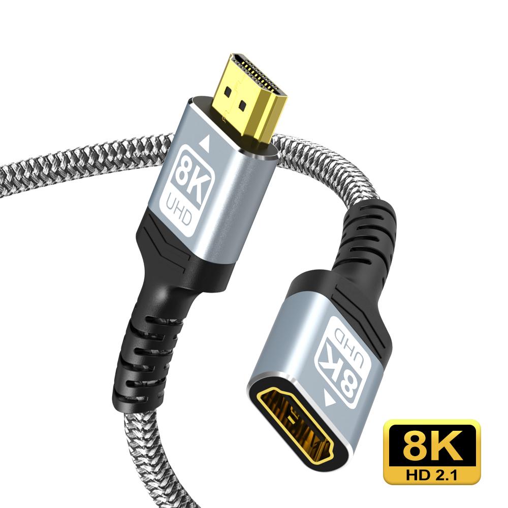 Удлинительный кабель, совместимый с 8K HDMI, адаптер «папа-мама», 4K при 120 Гц, 8K при 60 Гц 2.1 48 Гбит/с, совместим с PS5, PS4, TV PC, Blu-ray
