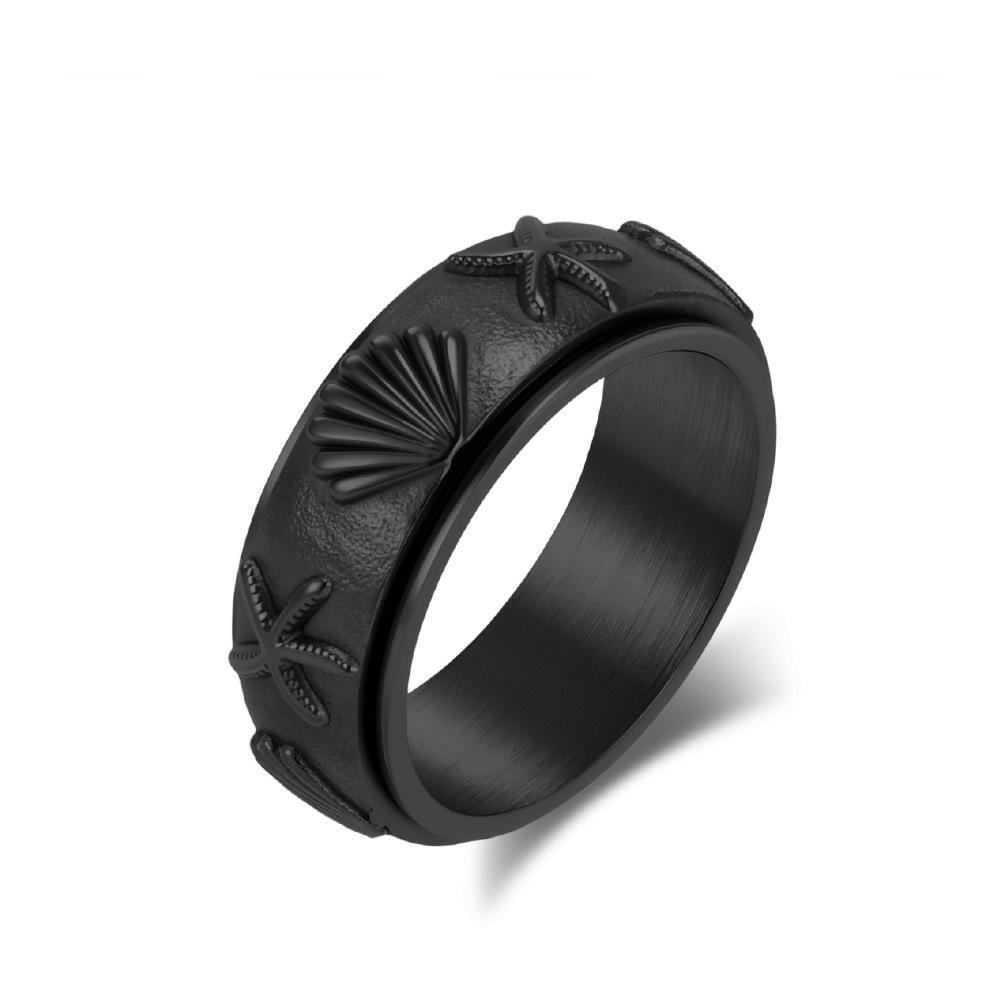 Ocean Wind Titanium Steel Rotating Ring Ring Shell Starfish Rotating Decompression Ring Relieving Anxiety Jewelry