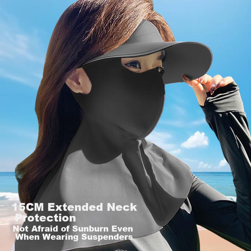 Ousen Sun Protection Face Mask Hat for Women, Summer Ice Silk Face Covering, Detachable Cycling Full-Face UV Protection Sunshade New